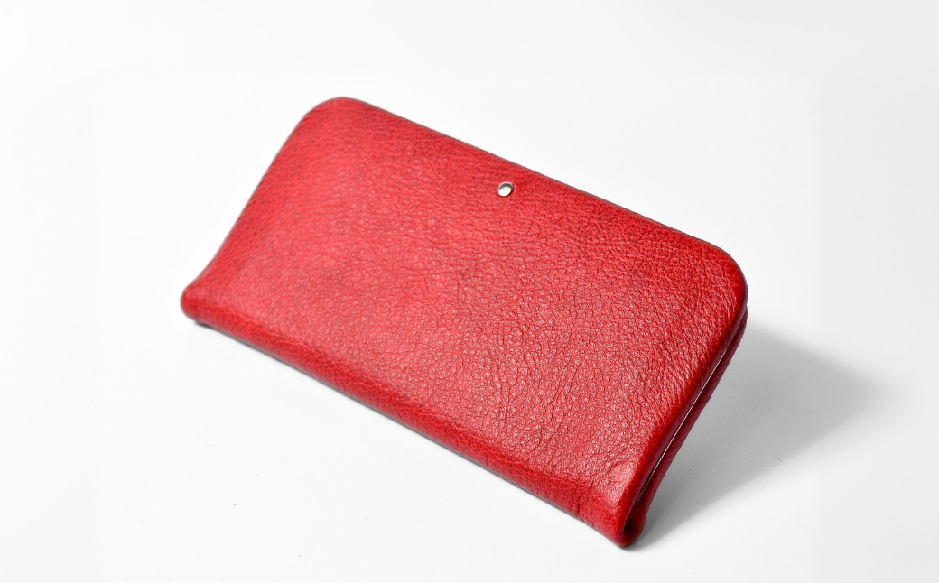 信州鹿革：がま口長財布 隠し口金 DDG-100 / レッド｜ 長財布 革 日本