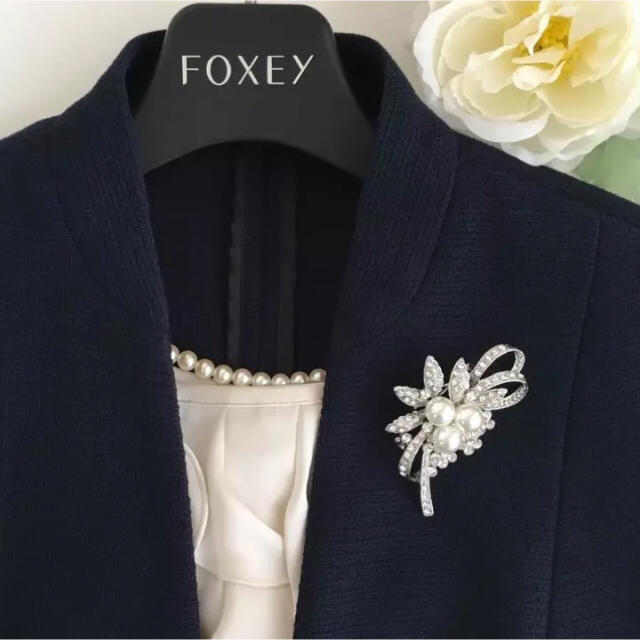 入園入学♡パールのお花とパヴェダイヤのリボン ブローチ♡ミキモト お