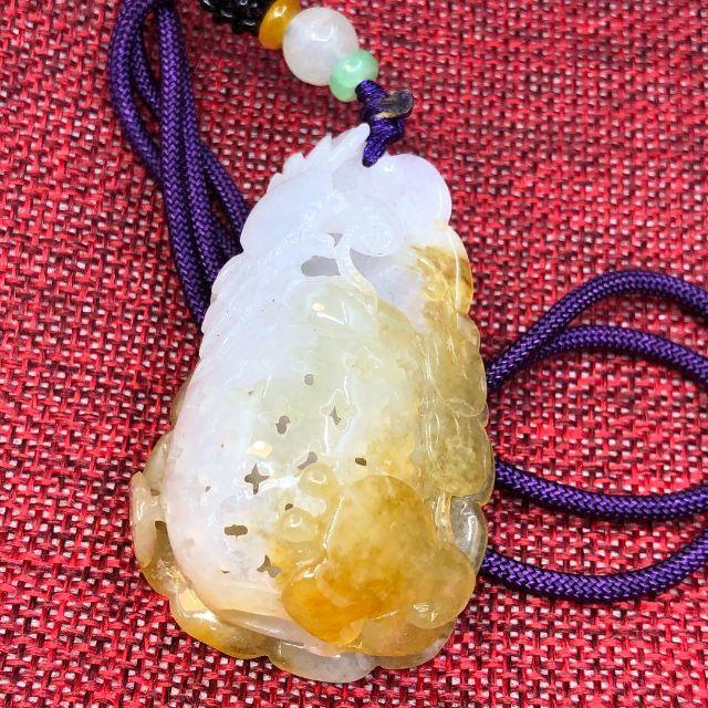 福袋 3万円引き ネックレス 蟹 本翡翠 氷ヒスイ 黄色 金運アップ 本物