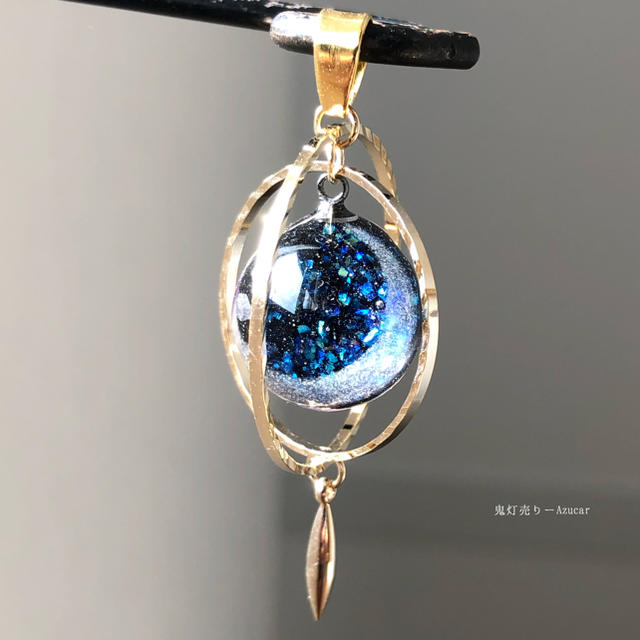 三日月サンセット 蓄光三日月 オルゴナイト レジン球体 天球儀