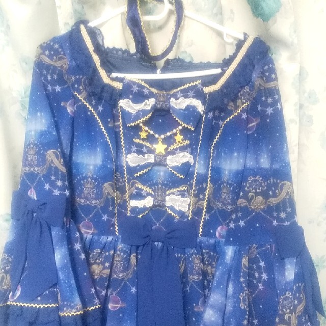 Angelic Pretty - 星座 オーロラ ワンピース 姫袖 ドレス 青 ネイビー