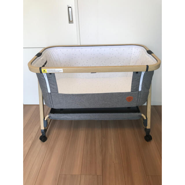 HZDMJ ベビーベッド グレー 美品 折りたたみ可能