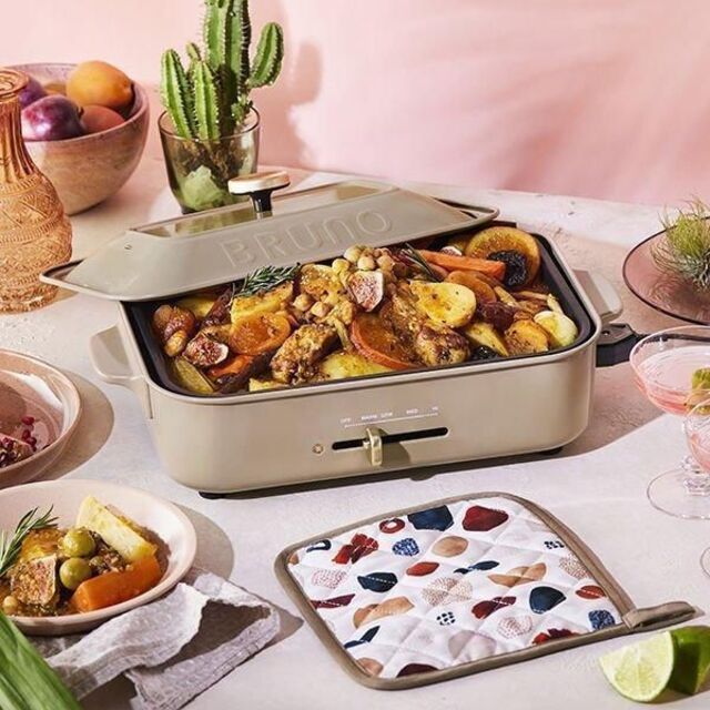 美品 ブルーノ コンパクトホットプレート ピンクベージュ+オマケ 0057