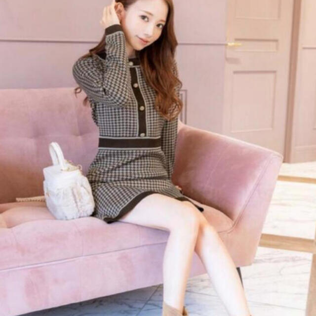 michellMacaron - ミシェルマカロン 千鳥柄ニットワンピースの通販 by