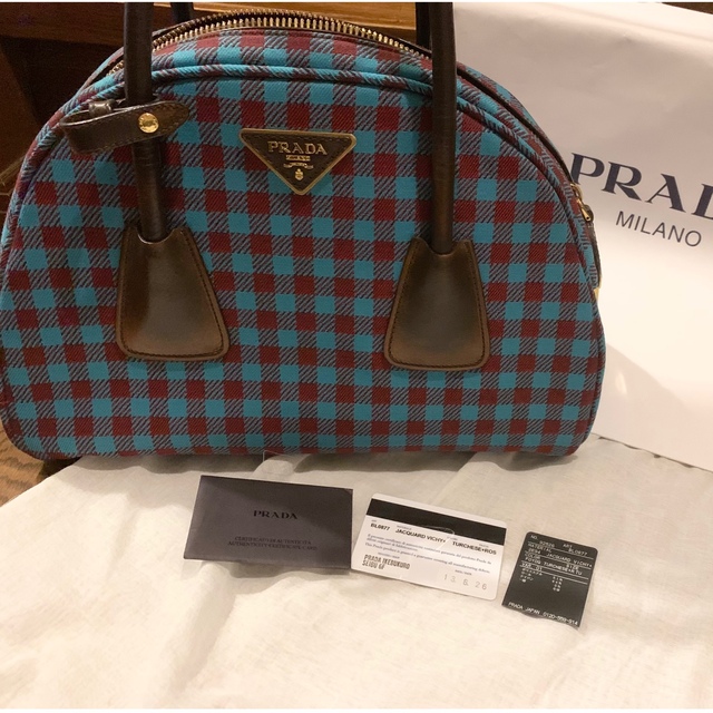 PRADA - 激レア☆ PRADA プラダ チェック ボーリングバッグ 紗栄子の