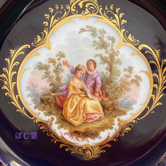 マイセン コバルト グランツゴールドレリーフ大皿 マイセン コバルト