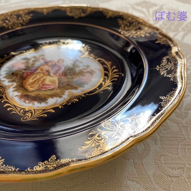 MEISSEN - 【古マイセン】恋人文／コバルト 22金彩 皿 プレートの通販
