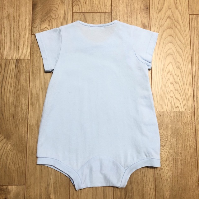 familiar - familiar ファミリア 白襟 水色 犬 刺繍 半袖 ロンパース