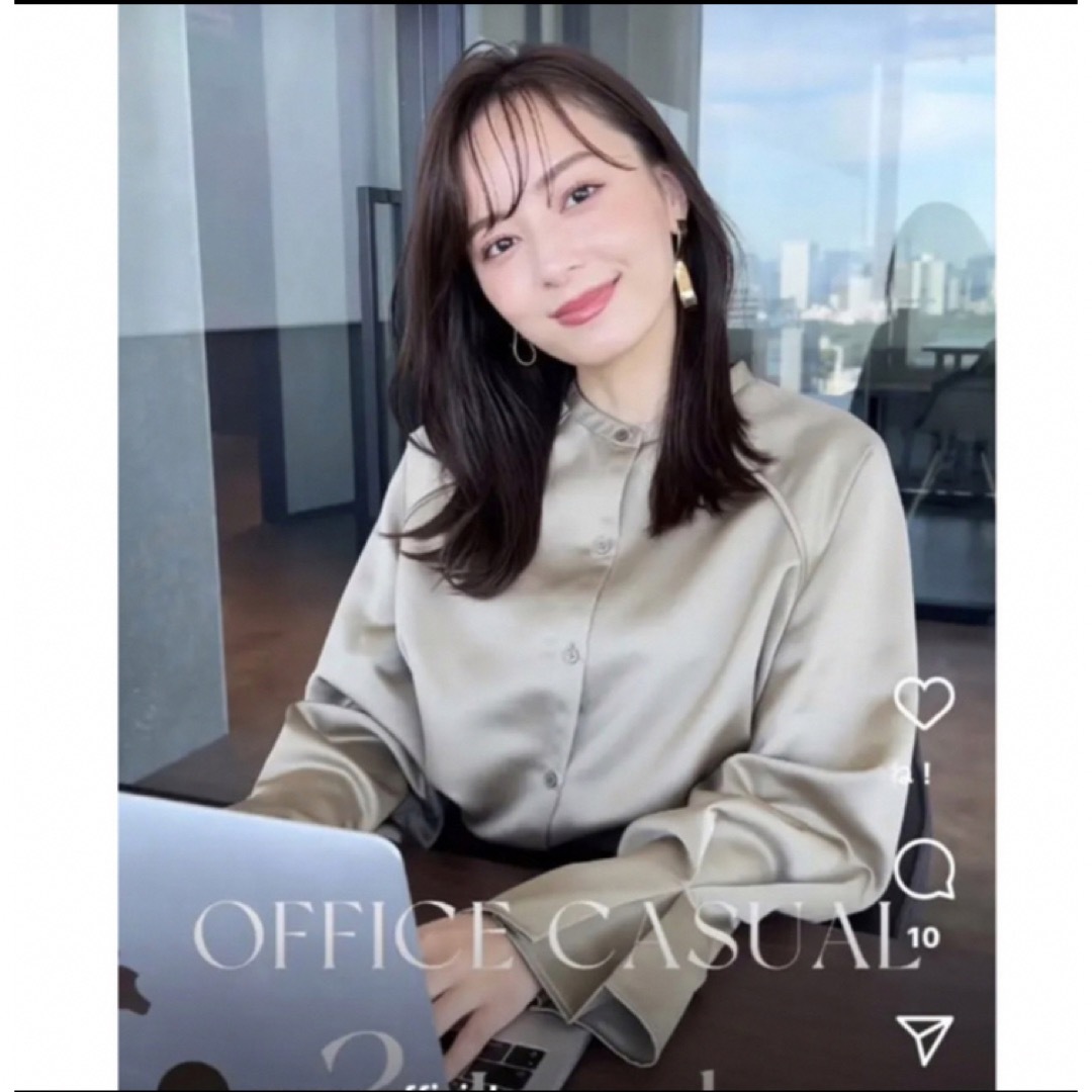 ánuans - 【anuans アニュアンス 】サテンバンドカラーブラウスの通販