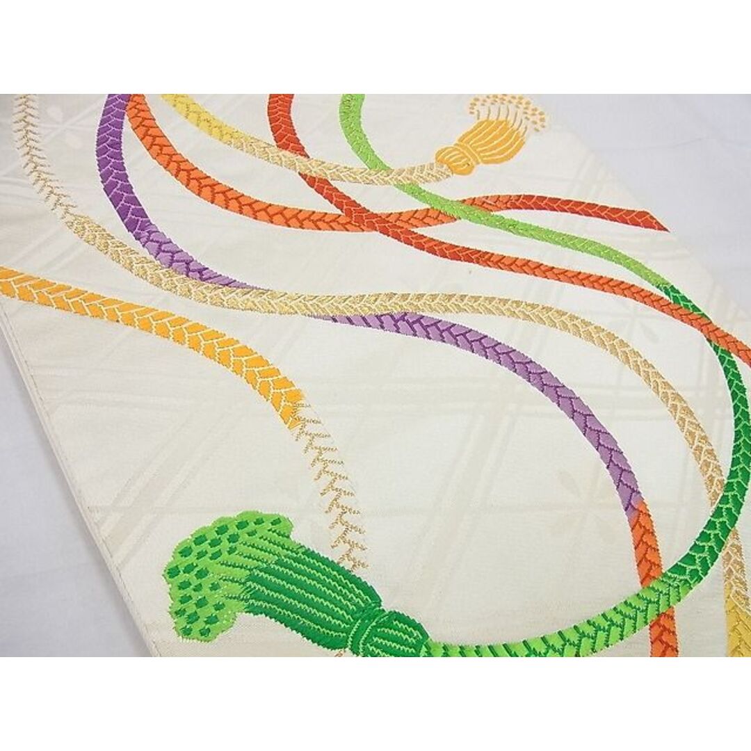 平和屋着物□六通柄袋帯 唐織 紐文様 金糸 逸品 n-cw0190の通販 by