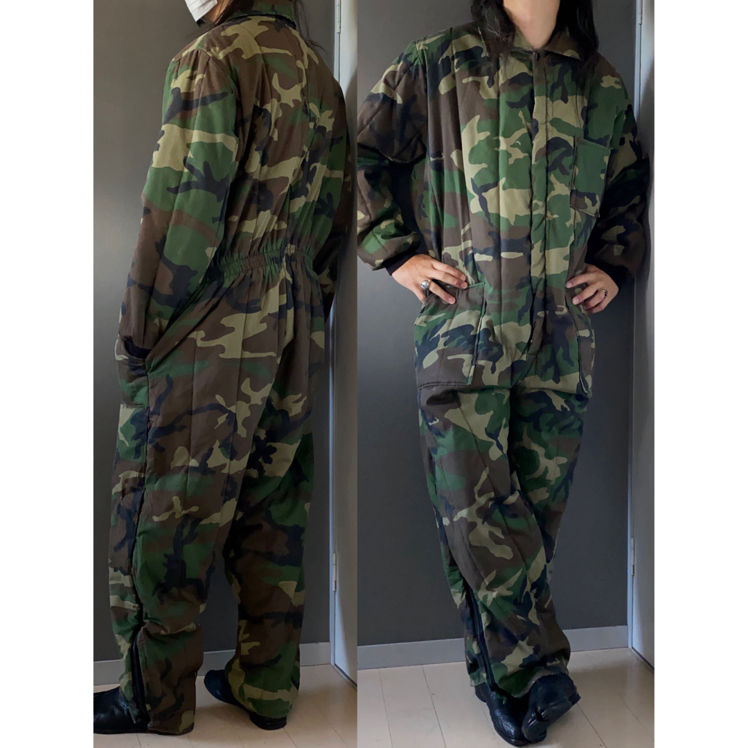 古着 ビンテージ 70s 迷彩 ミリタリー 軍 ワーク 繋ぎ つなぎ 希少 傷