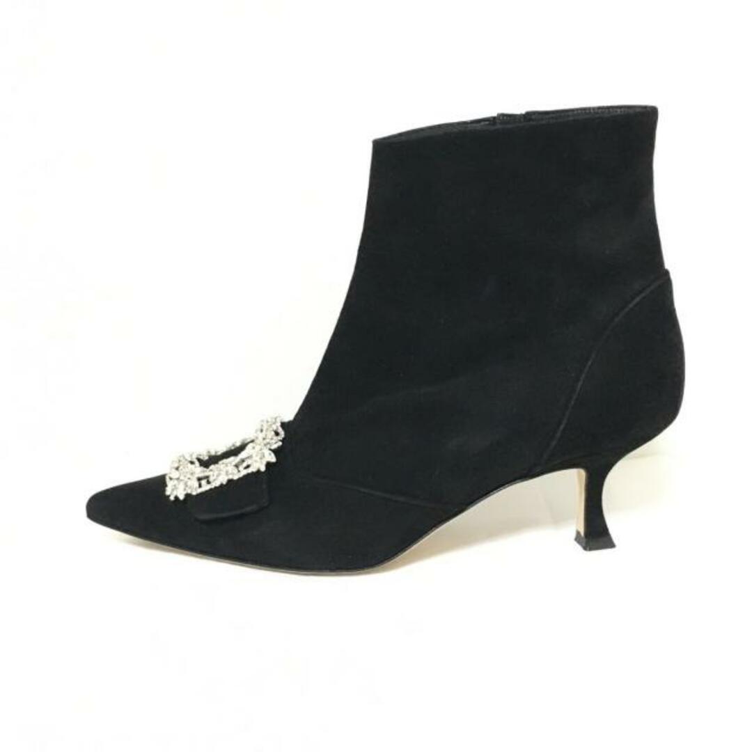 美品 マノロブラニク 38 25 スエード ショートブーツ サイドジップ