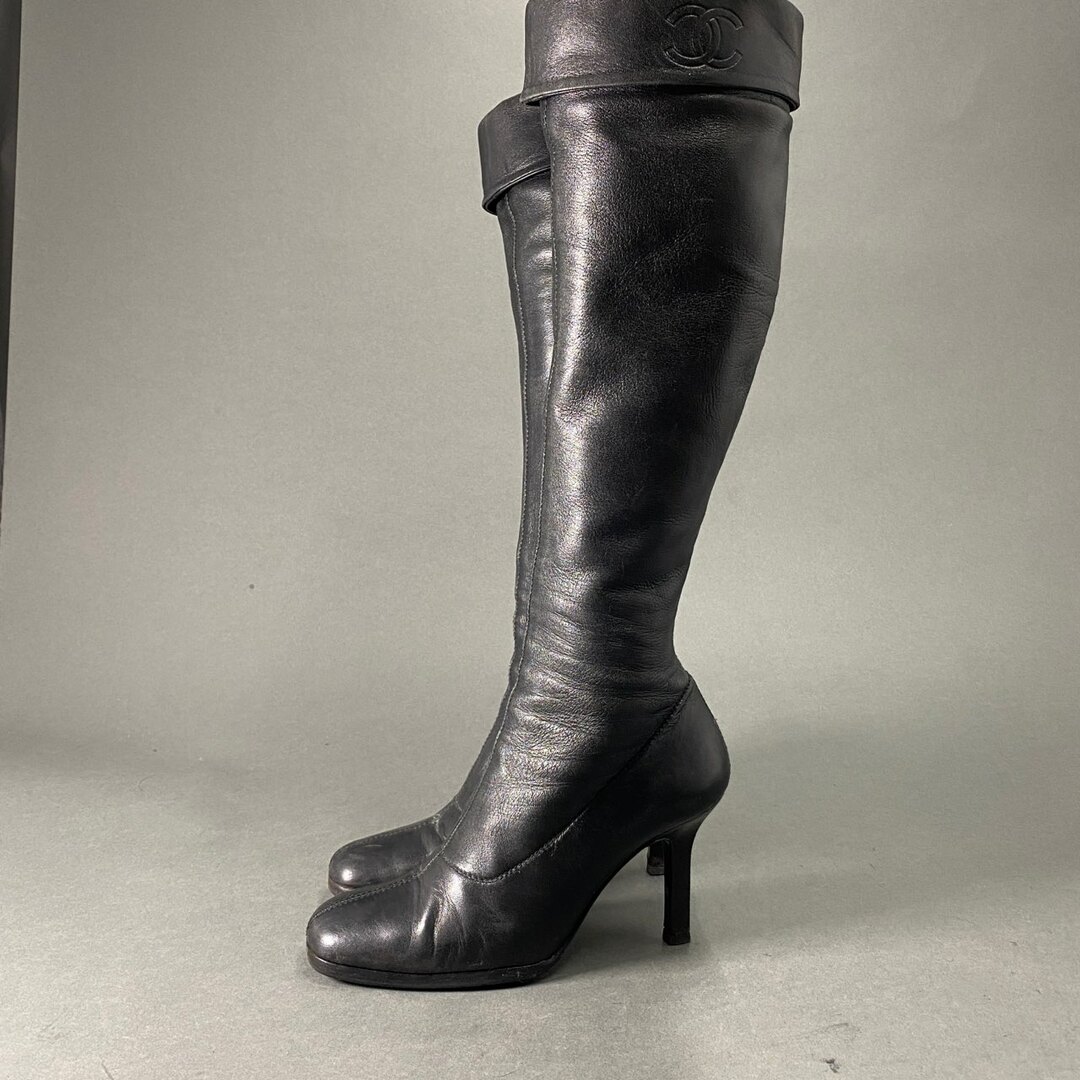 CHANEL シャネル ロングブーツ レザーブーツ ココマーク サイドジップ