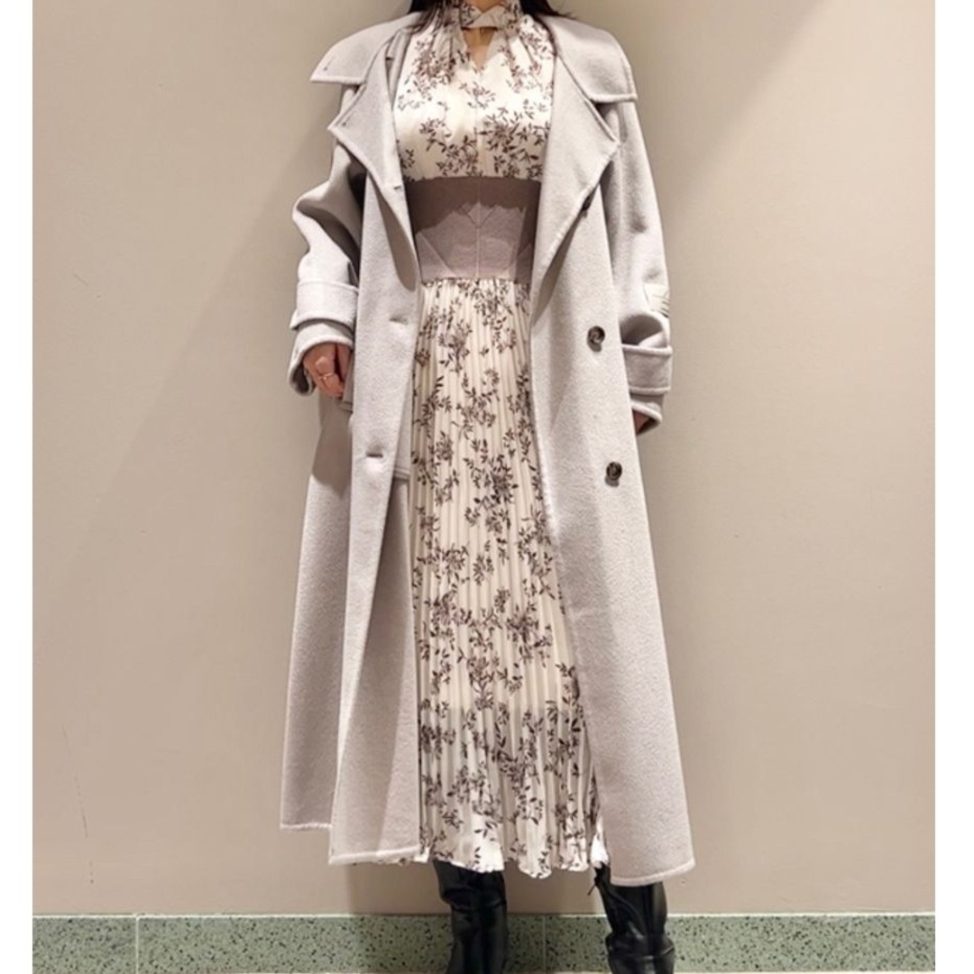 SNIDEL - SNIDEL ウロコカシミヤロングコート グレーベージュ 0 (S)の