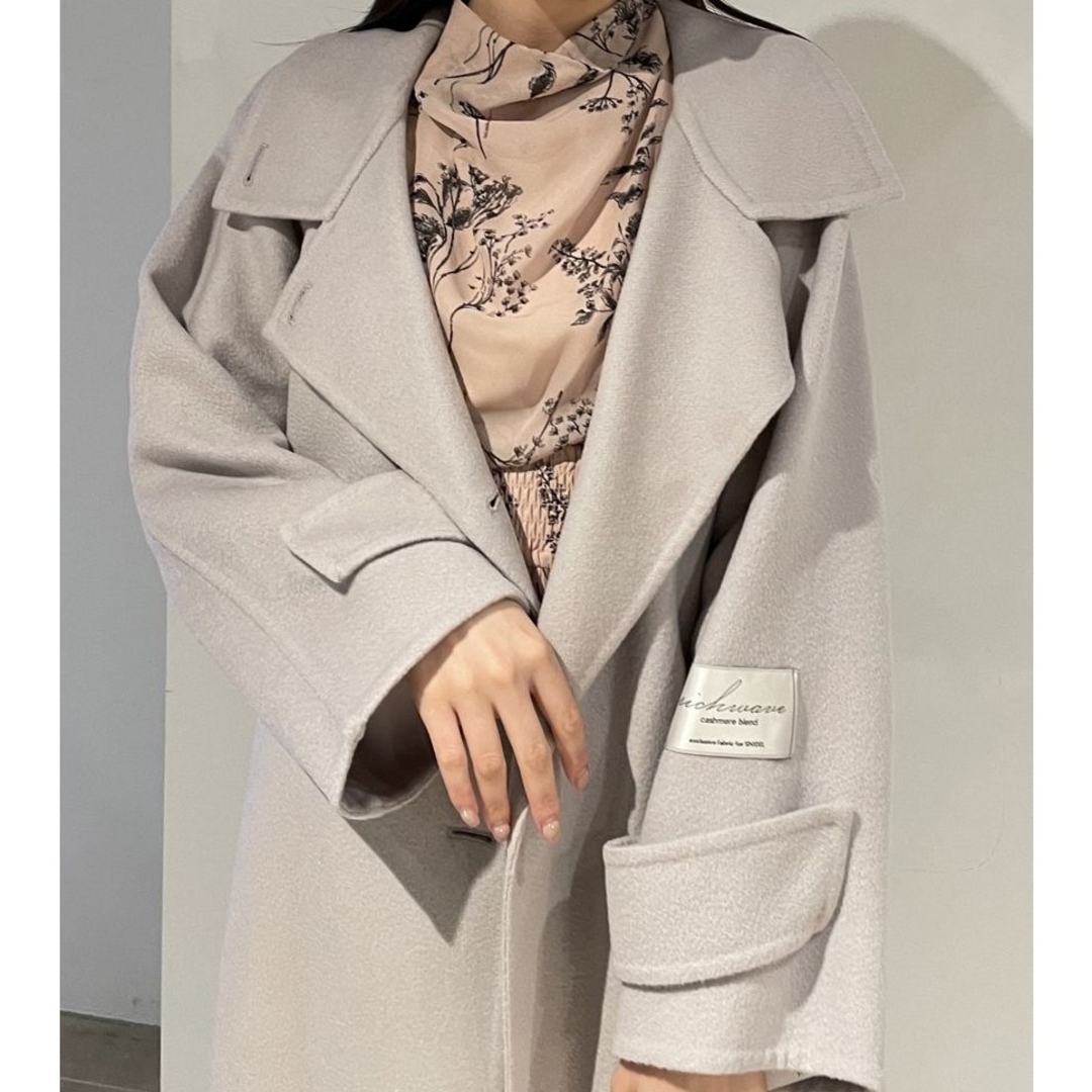 SNIDEL - SNIDEL ウロコカシミヤロングコート グレーベージュ 0 (S)の