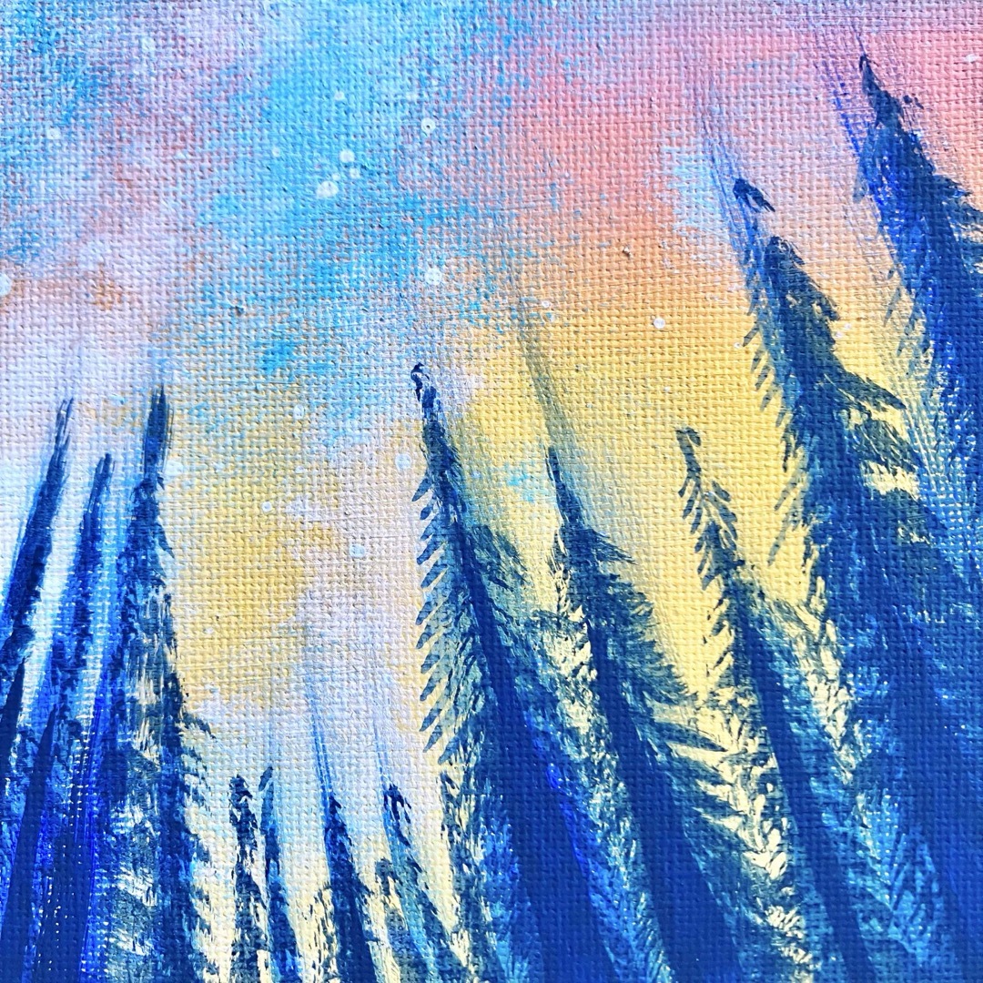 流星＊絵画 原画 風景画 冬 オーロラ 流れ星 星座 天の川の通販 by