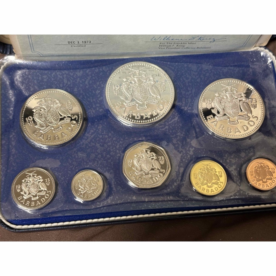 バルバドス 1973年 プルーフコインセット 銀貨 フランクリンミント製の