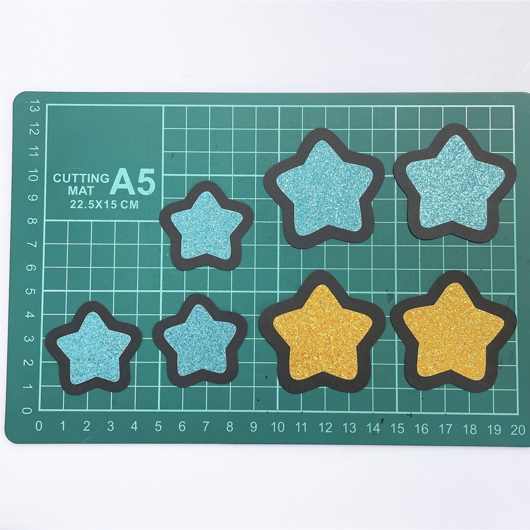 ♡うちわ文字 ネームボード パーツ 星 水色 ゴールド 単品♡#25の通販