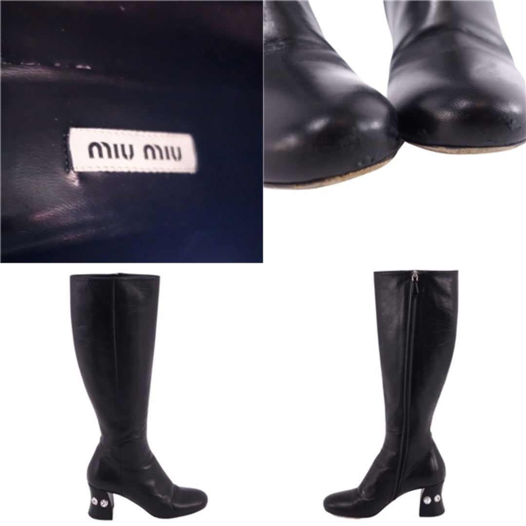 MIU MIU - ミュウミュウ miumiu ブーツ ロングブーツ ヒール カーフ