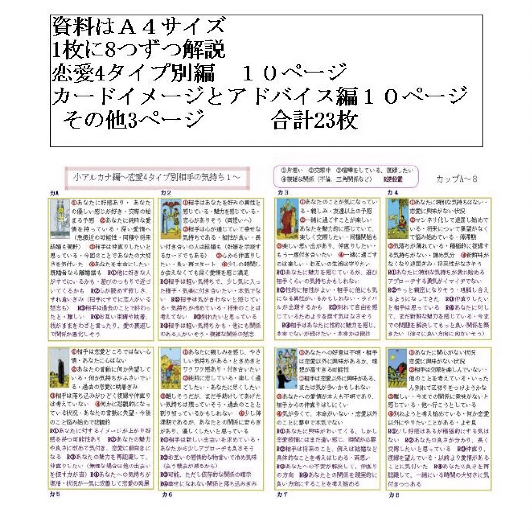 恋愛タイプ別カード78枚解説書☆タロットカード恋占いテキスト本教材