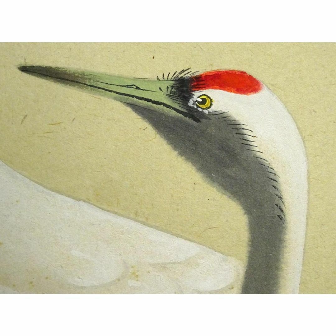 真作】掛軸 久芳白映『双鶴図』日本画 紙本 肉筆 共箱付 掛け軸 a07174