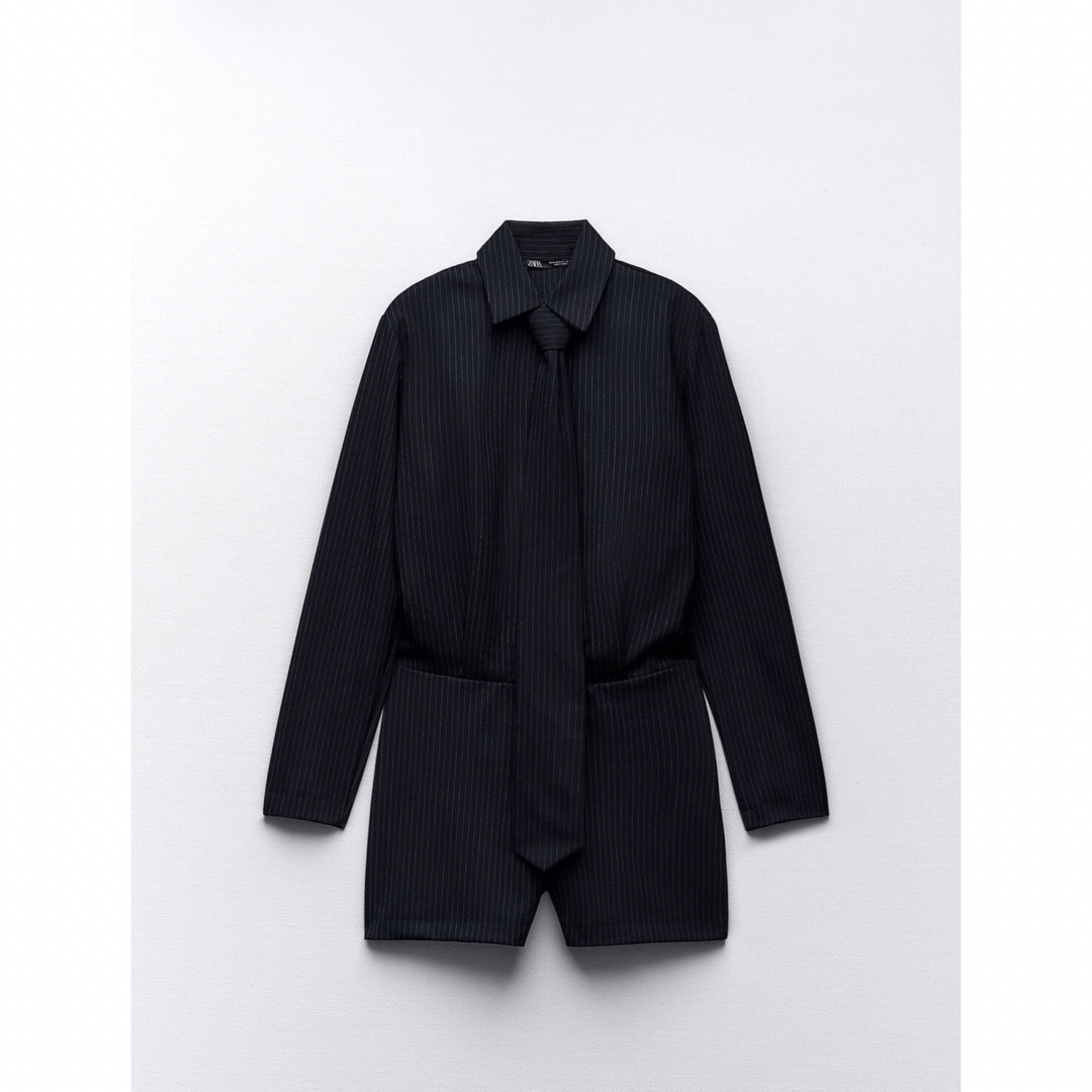 ZARA - 新品ZARA ピンストライプ ジャンプスーツ ネクタイ Sの通販 by
