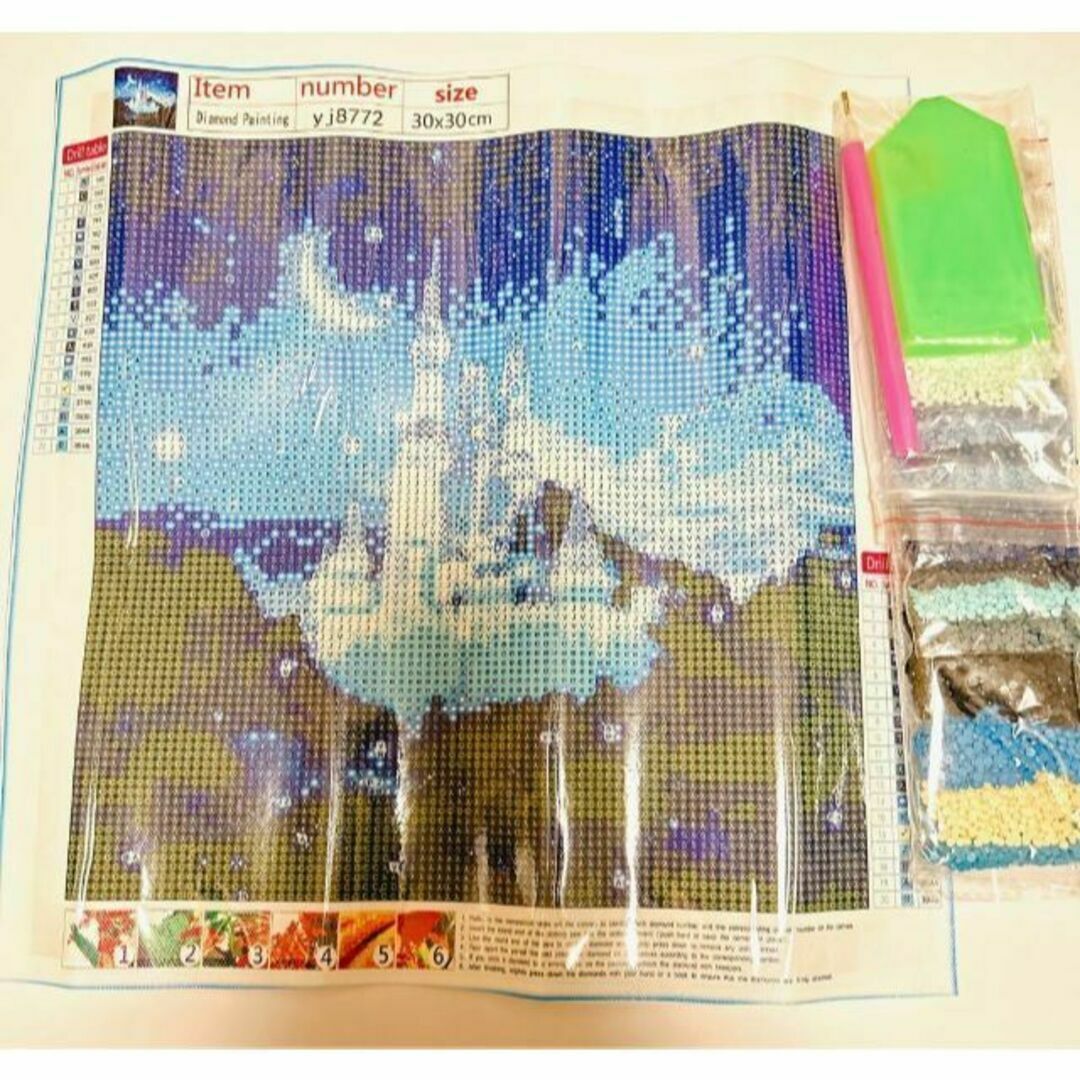 ダイヤモンドアートキット 夜 城 月 星 夜景 30*30 5D ラウンドビーズ