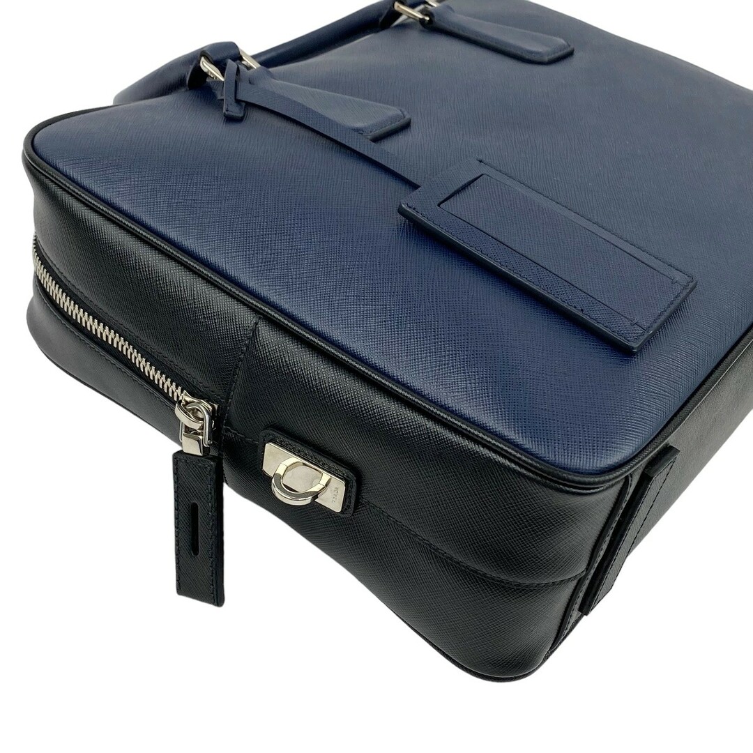 PRADA プラダ ビジネスバッグ サフィアーノレザー 紺 A4収納可 PRADA
