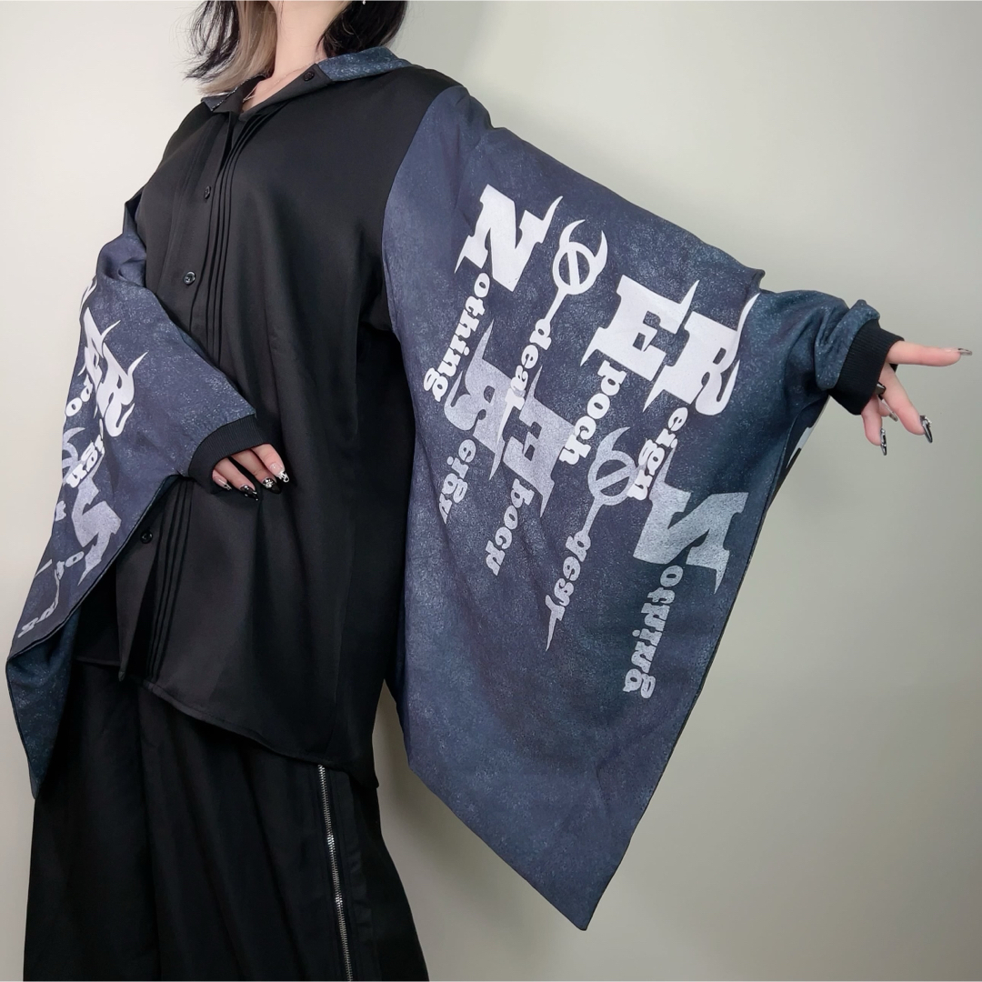 NieR Clothing - NieR clothing リブ付き着物風袖シャツ【NIER LOGO