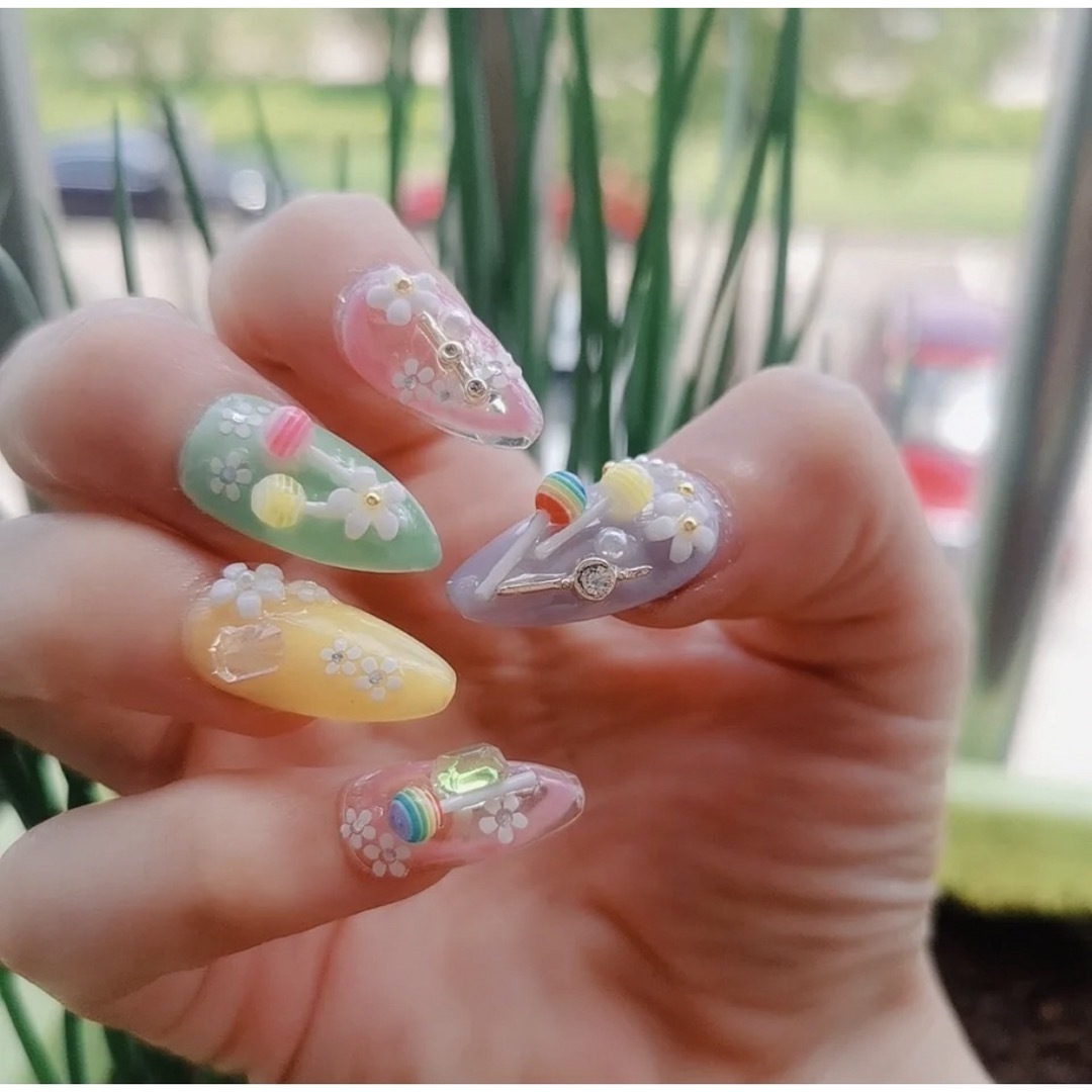 No.53 ネイル パーツ ロリポップ キャンディ 飴 カラフル MIX 10個の