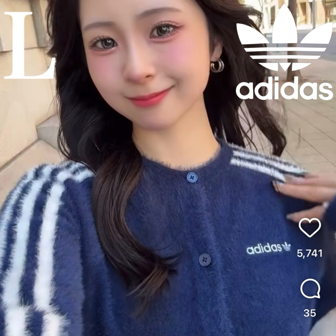 adidas Originals - 新品L⭐️adidas フラッフィーニットカーディガン