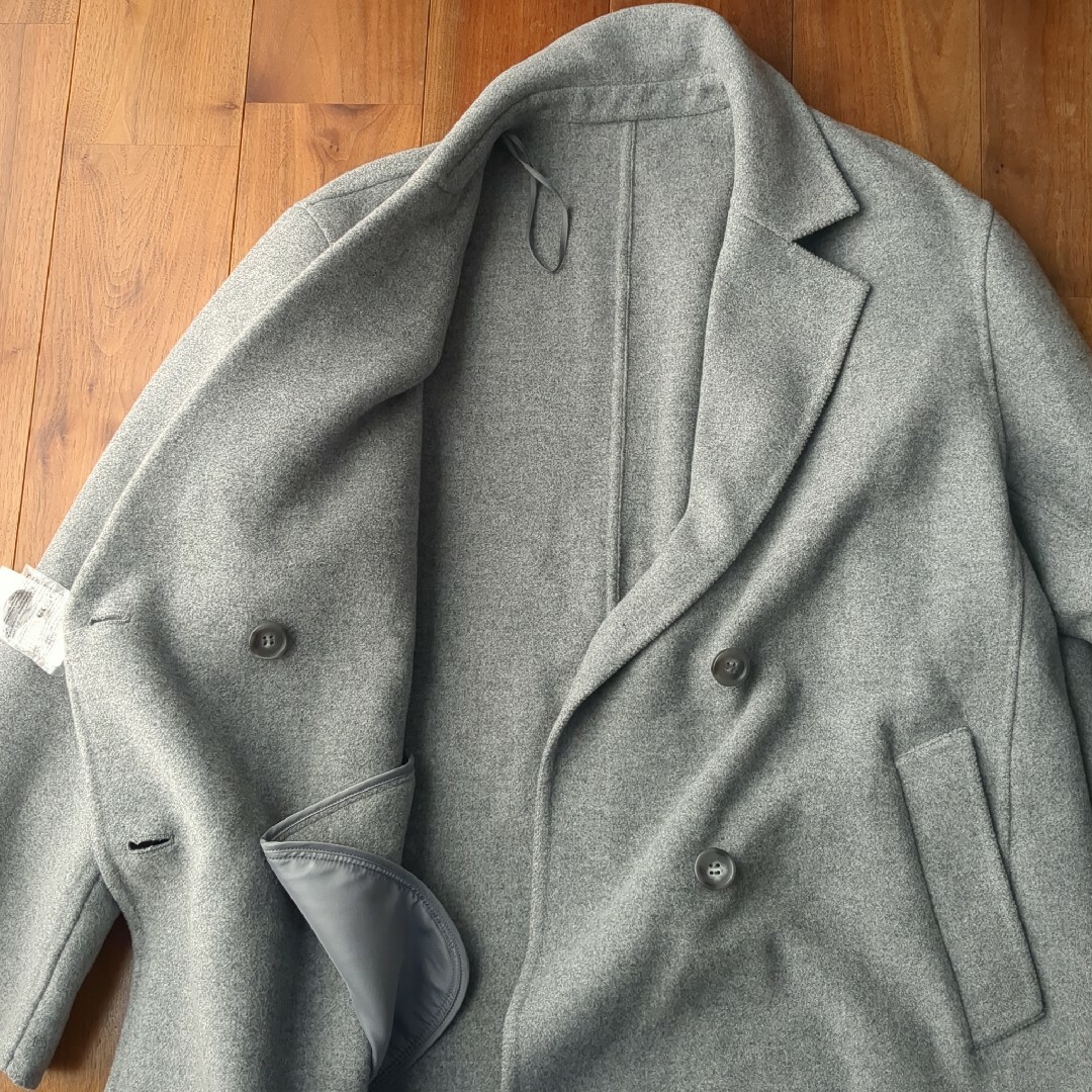 UNIQLO - UNIQLO ダブルフェイスショートコート グレー XL レディース