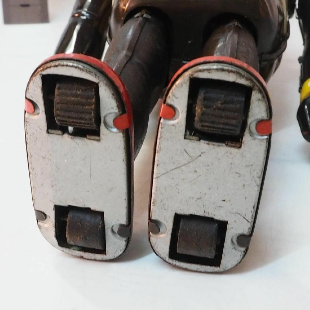 野村【鉄人28号 焦茶 パンチ交換サビ有 金具欠】ブリキ ロボットTIN箱