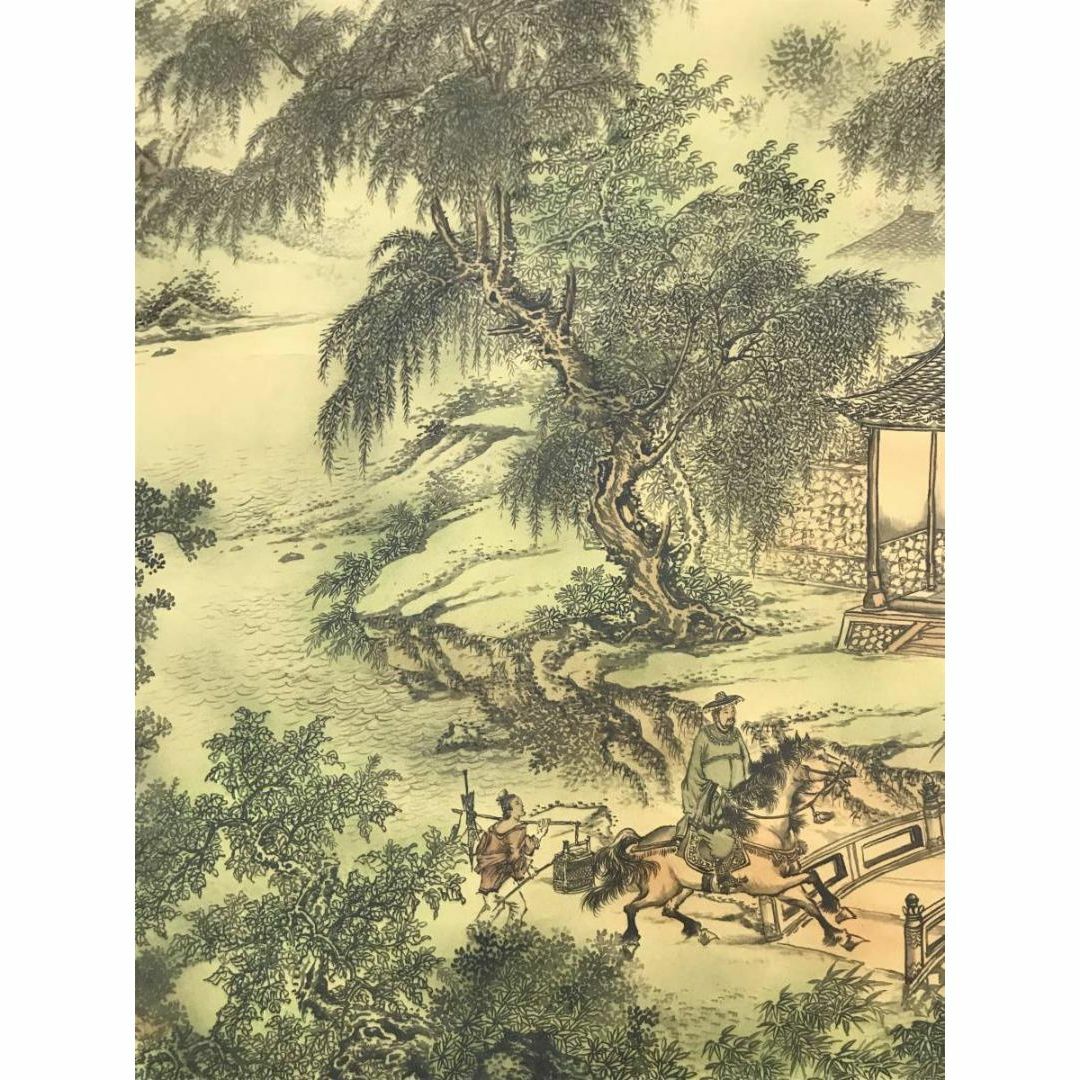 複製】王石谷/渓山行旅/山水図/山水人物図/工芸品/掛軸☆宝船☆AB-933