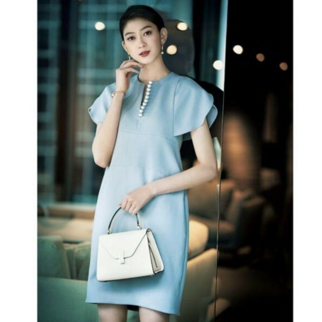 YOKOCHAN 7分丈ワンピースサックスブルー