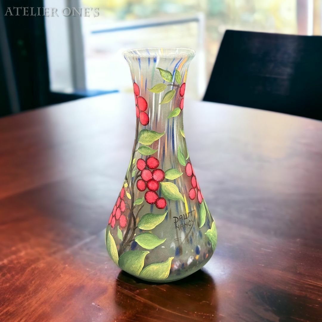 うらさん専用2本セット【証明書付】 ドームナンシー 花瓶 エナメル彩