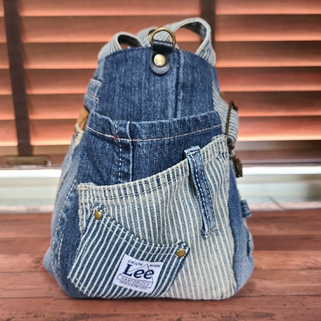 SOLD OUT】 デニムリメイクトートバッグ ヒッコリーオーバーオールの