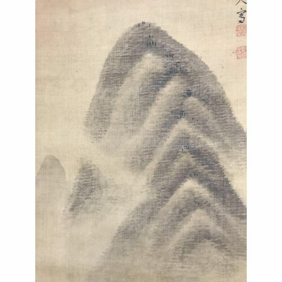 真作/中林竹洞/富士山水図/横物/大幅/布袋屋掛軸HJ-844