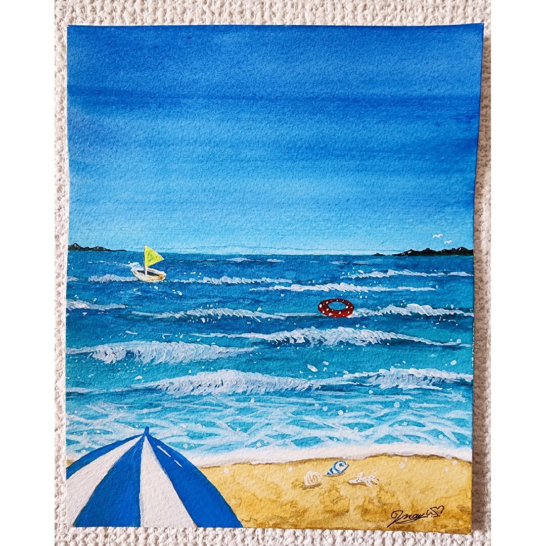 水彩画 風景画 海の絵の通販 by ☆ハッピーカラー☆｜ラクマ