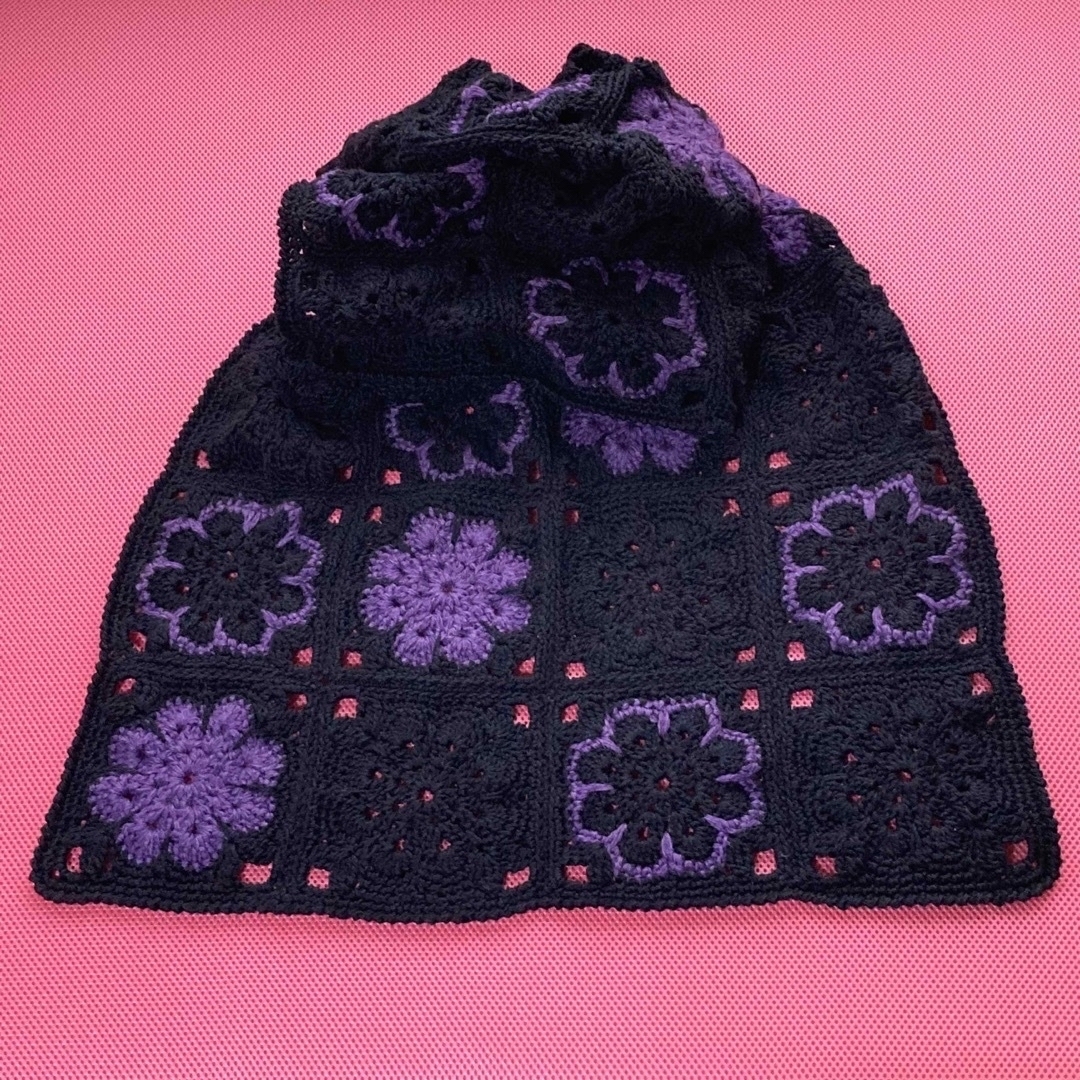 寄付対象品）ハンドメイド 多色アフリカンフラワー マルチカバー