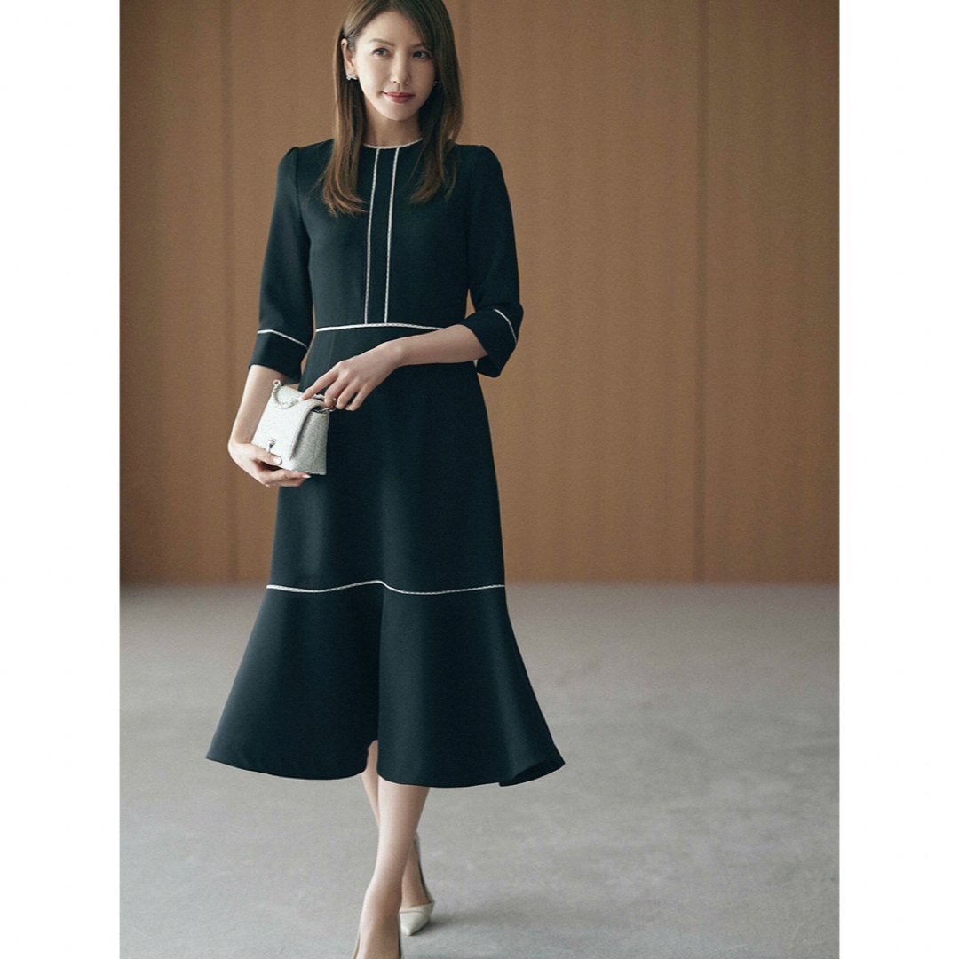 CELFORD セルフォード レースラインWクロスワンピースBLK 36