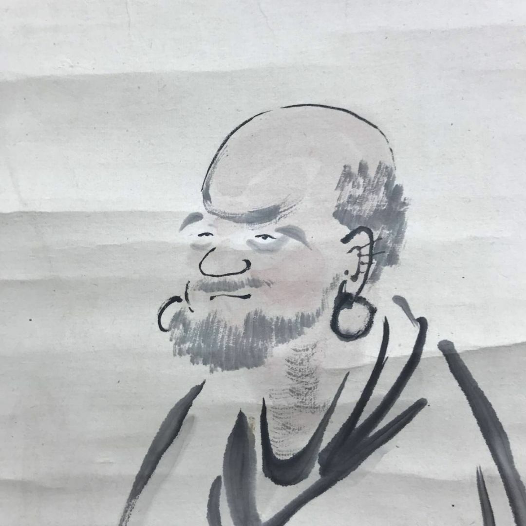 真作/田能村直入/達磨に鶏画賛/ダルマ図/人物図/掛軸☆宝船☆AE-197の