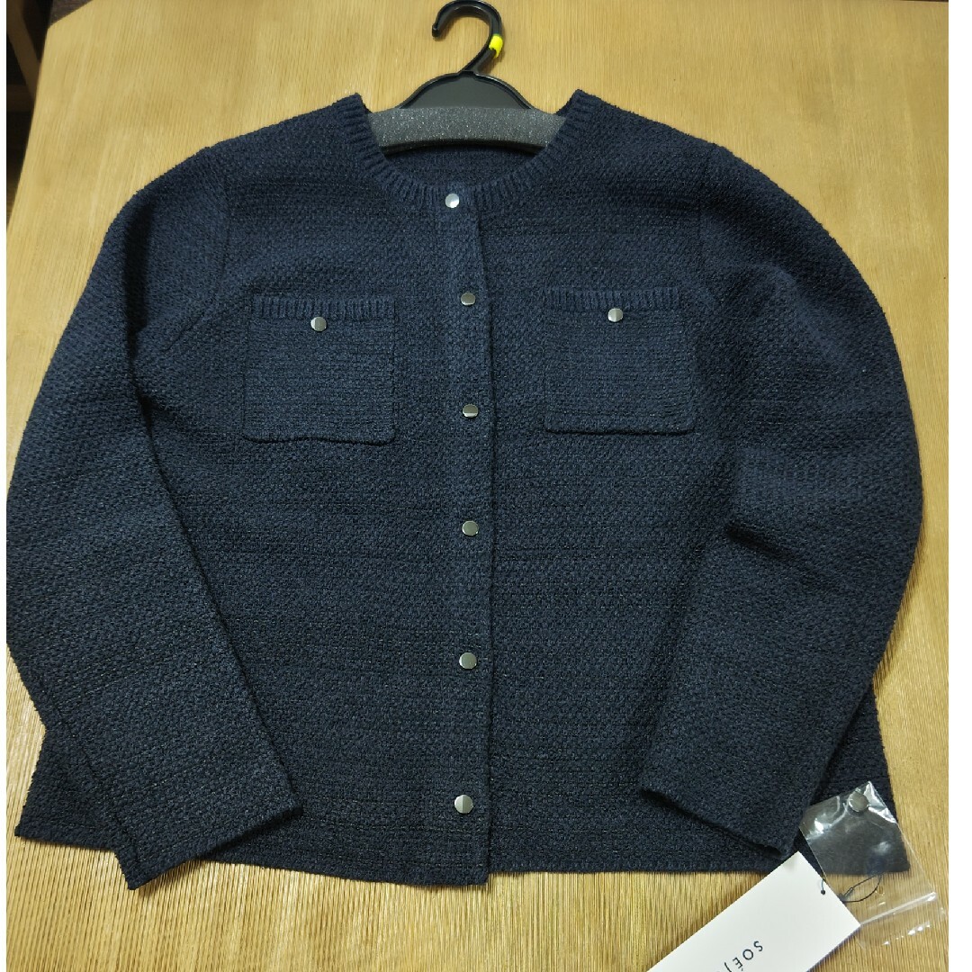 新品、未使用 SOEJU 鹿の子ニットカーディガン M ネイビーの通販 by