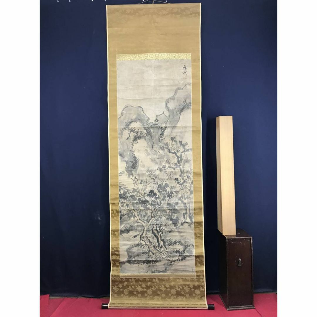 谷文晁/山水人物図/山水図/楼閣山水図/古画/掛軸☆宝船☆AE-132の通販