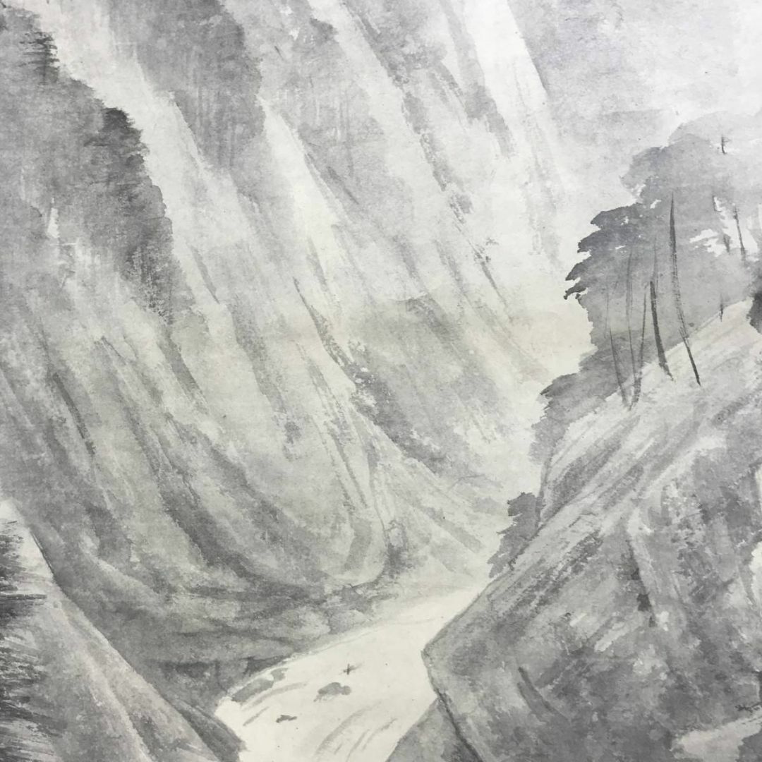 真作/住千代数/渓流図/鳥取県出身/山水図/掛軸☆宝船☆