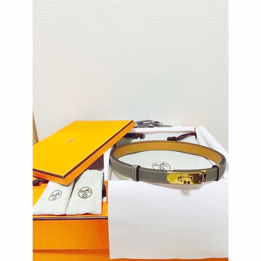 HERMES - HERMES エルメス ケリーベルト エトゥープ ゴールド金具の