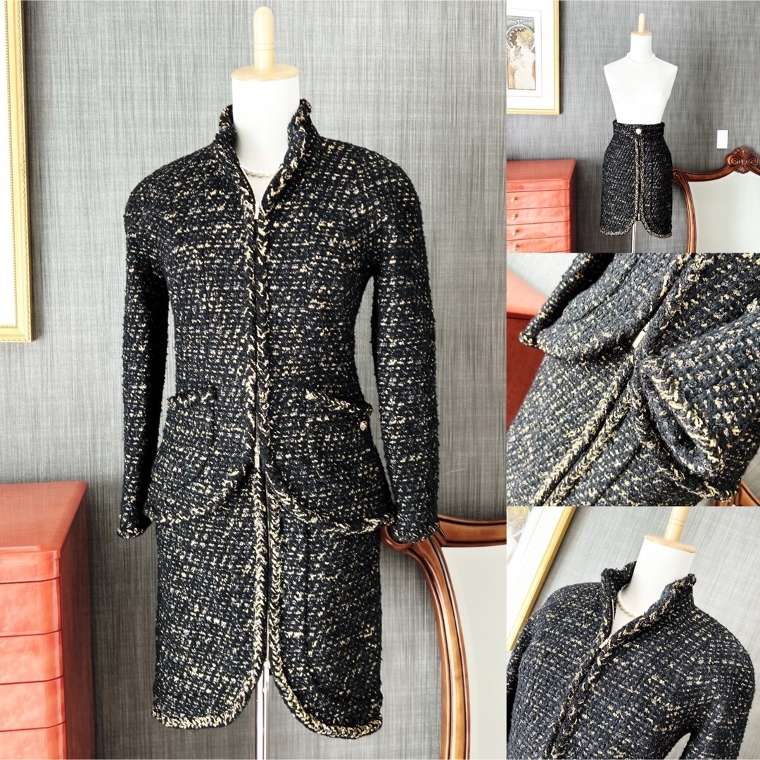 CHANEL - 極美品 CHANELシャネル ツイード 2019 グリポア ゴールド
