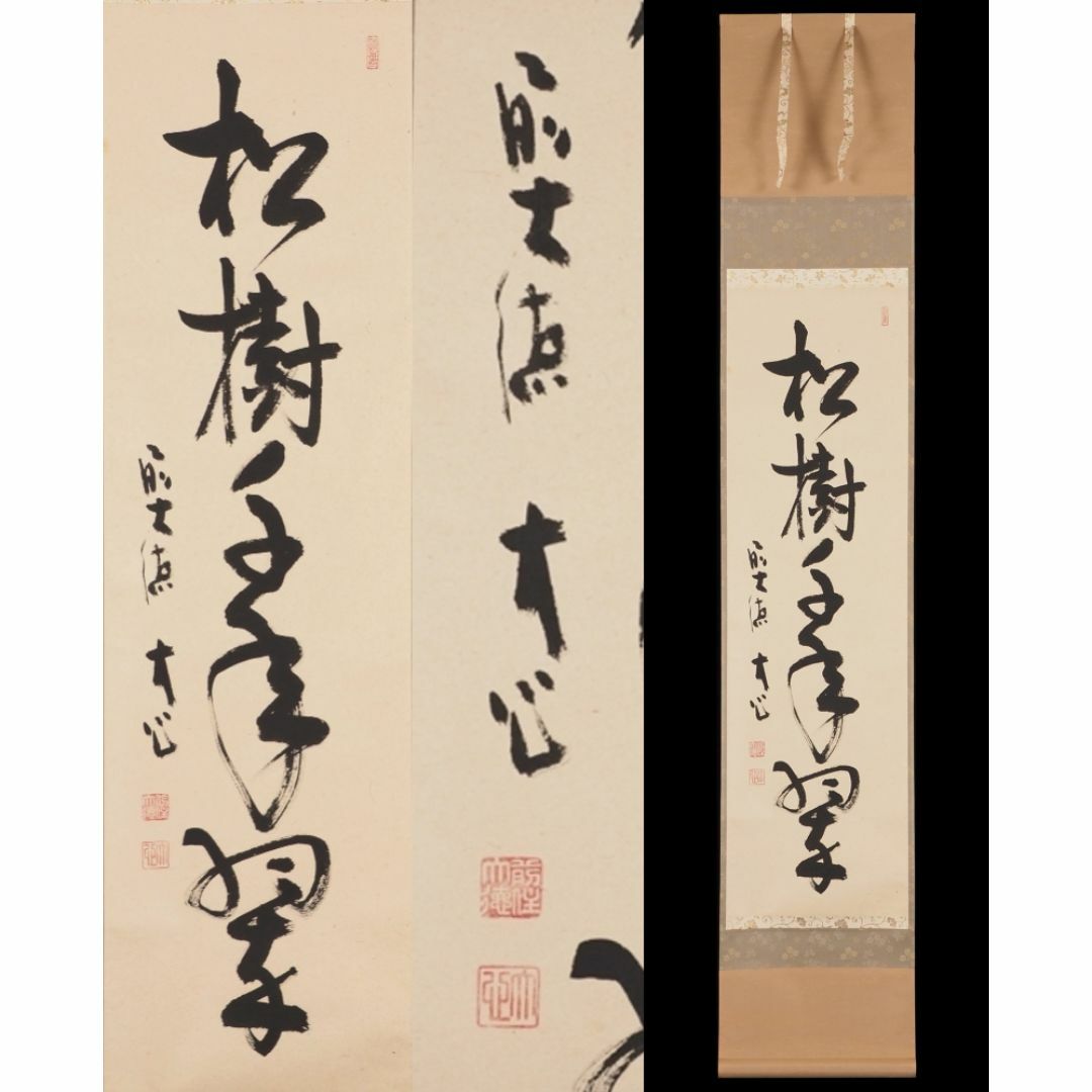 美品 掛け軸 大徳寺 小室大心作「風揺松竹是歓声」共箱 禅語 茶掛け 美