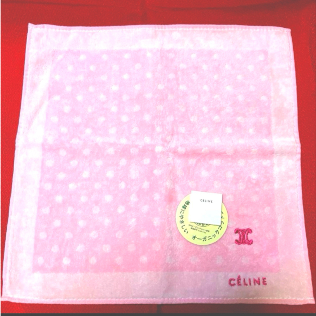 CELINE - CELINE セリーヌタオルハンカチ ピンク 旧ロゴ希少の通販 by