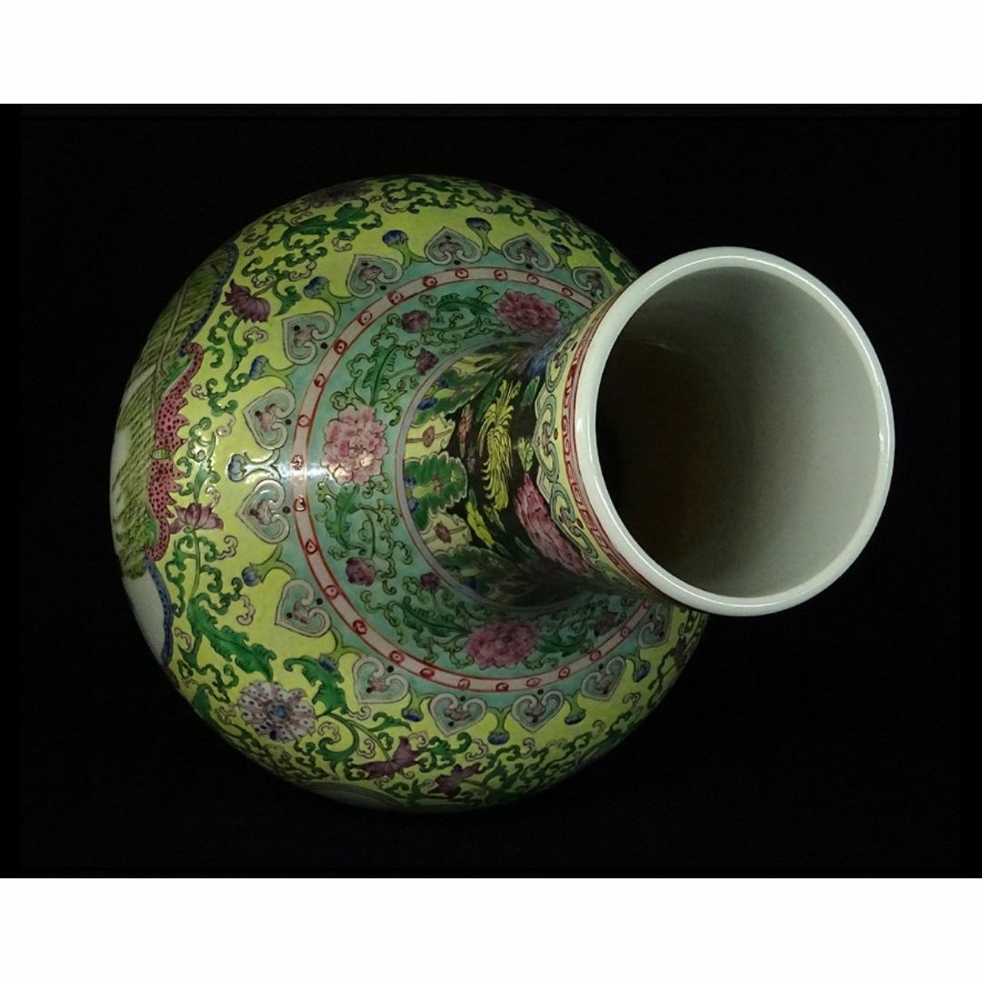 中国古玩 粉彩 天球瓶 大花瓶 高約52cm 時代物 唐物 x031135